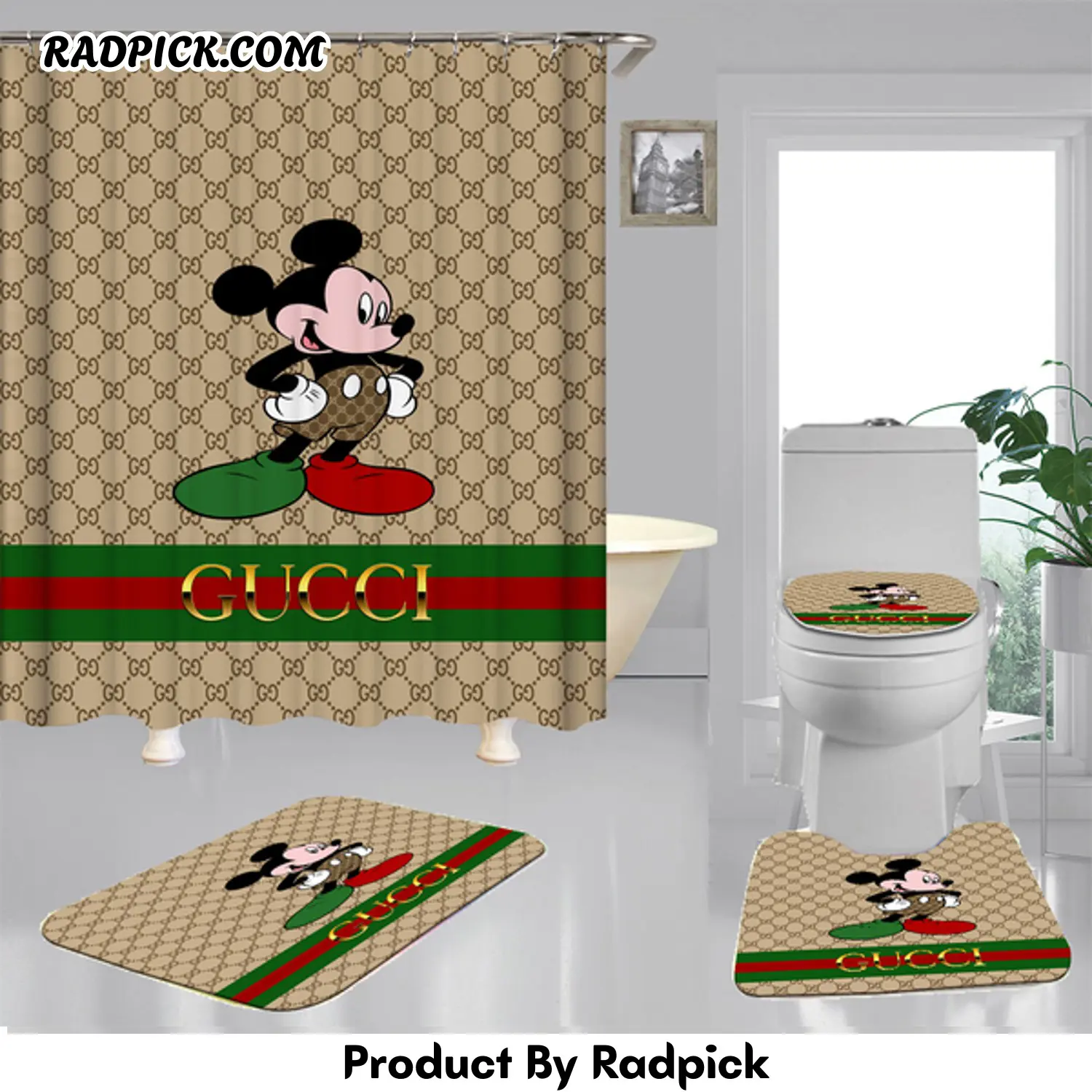Gucci gc shower curtain waterproof luxury bath mat sets v9  rp387752